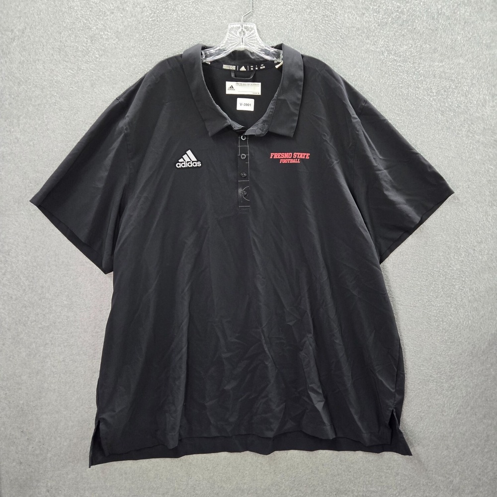 Fresno State Bulldogs Men Polo Shirt 3XL Black Adidas‎ Logo Short Sleeve Collar